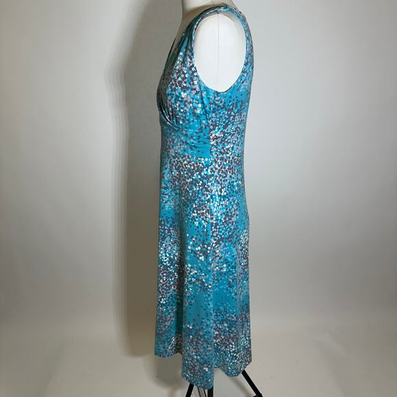 Eddie Bauer Blue Polka Dot Sleeveless Faux Wrap Sun Dress Womens Size Medium M - Picture 7 of 12